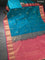 Bangalori silk saree teal blue and pink with zari woven buttas and zari woven border