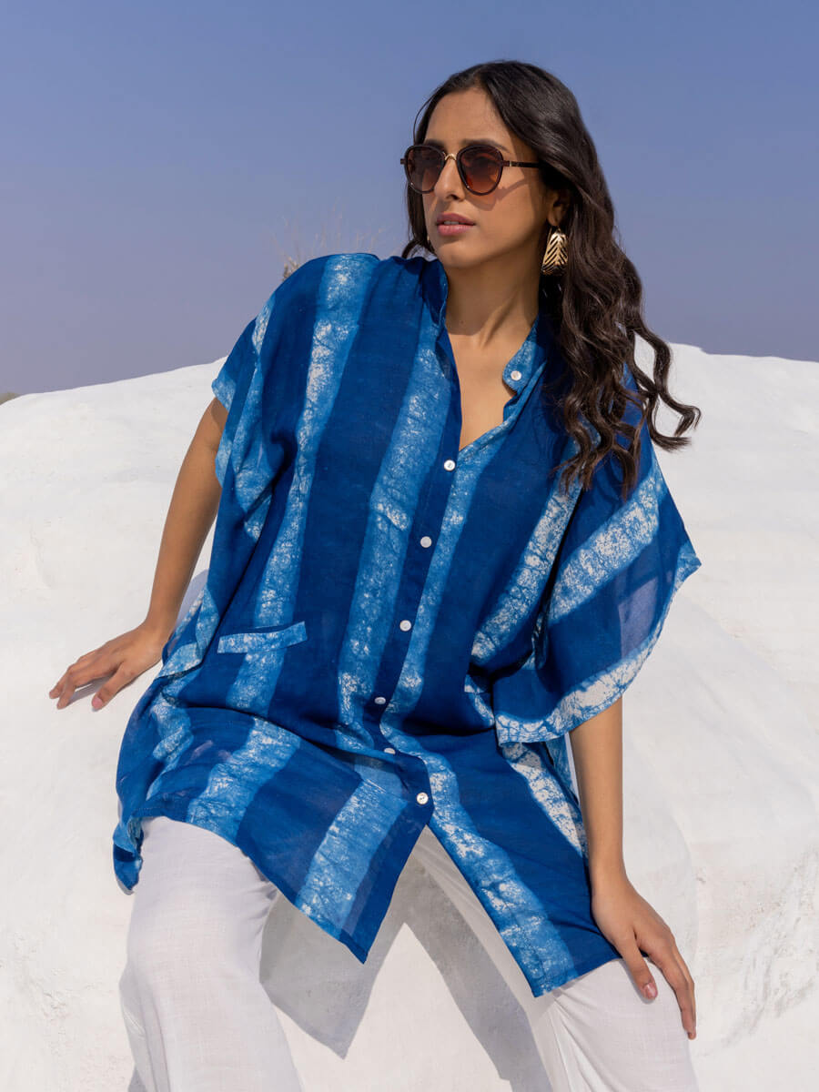 Galaxy Dabu Indigo Shirt Kurta / Dress