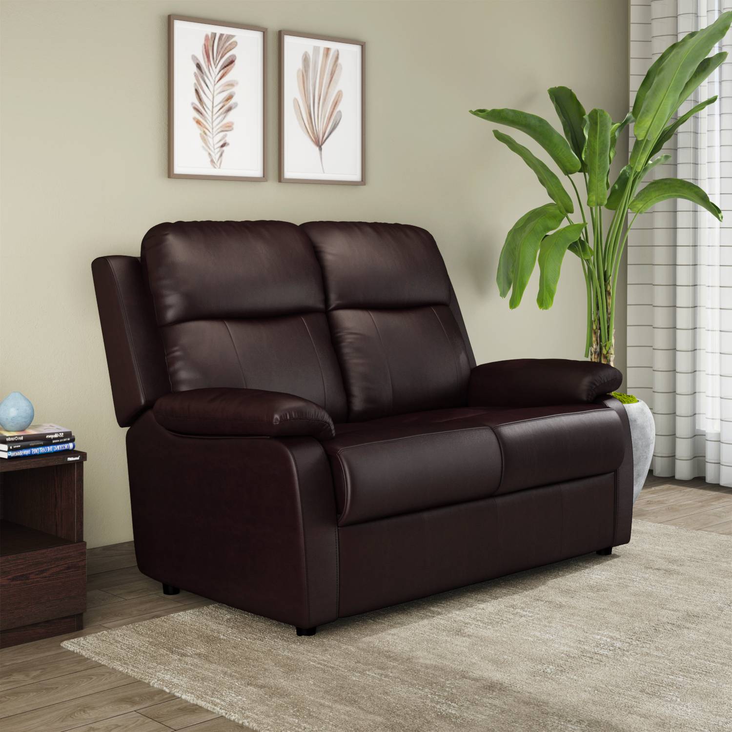 Carolina 2 Seater Leather Sofa- Brown