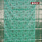 Banarasi kora saree green shade with allover ikat weaves and long zari woven border