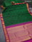 Pure kanchipuram silk saree green and magenta pink with zari woven buttas and zari woven korvai border