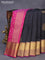 Pure kanchipuram partly silk saree black and purple with zari woven buttas and zari woven border