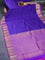 Pure kanchipuram silk saree blue and purple with allover self emboss & zari weaves and floral zari woven border