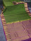 Pure kanchipuram silk saree sap green and purple with allover self emboss & zari weaves and floral zari woven border