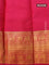 Pure kanchipuram silk saree green and pink with allover zari weaves and long zari woven korvai border