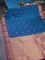 Pure kanchipuram silk saree peacock blue and magenta pink with zari woven buttas and zari woven border