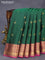 Pure kanchipuram silk saree green and magenta pink with zari woven buttas and zari woven border