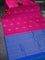 Pure kanchipuram silk saree pink and cs blue with zari woven buttas in borderless style