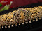Antique self embosse hip belt lakshmi design with kemp & cz stones and pearl hangings