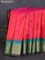 Pure gadwal silk saree pink and teal green with allover zari woven buttas and temple design zari woven border