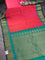 Pure gadwal silk saree pink and teal green with allover zari woven buttas and temple design zari woven border