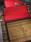 Pure gadwal silk saree kumkum red and black with allover zari checks & buttas and temple design zari woven korvai border
