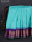 Pure gadwal silk saree teal blue and violet shade with allover muniya buttas and temple design zari woven border