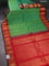 Pure gadwal silk saree dual shade of green and red with floral zari woven buttas and temple design zari woven border