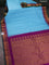 Pure gadwal silk saree light blue and purple with allover zari woven buttas and temple design zari woven border