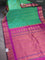 Pure gadwal silk saree green and purple with allover zari woven buttas and temple design zari woven border