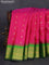 Pure gadwal silk saree pink and green with paisley zari woven buttas and temple design zari woven border
