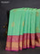 Pure gadwal silk saree teal green shade and purple with zari woven buttas and rich zari woven korvai border