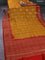 Chiniya silk saree mustard yellow and maroon with allover zari buttas & bandhini prints and zari woven border