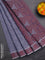 Coimbatore cotton saree greyish blue and maroon with allover self emboss and thread woven border