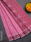 Coimbatore cotton saree light pink and maroon with allover self emboss and thread woven border