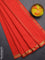 Arani semi silk saree orange with zari woven temple buttas and zari woven border