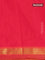 Arani semi silk saree red and dual shade of yellow with plain body and zari woven simple border