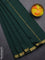 Arani semi silk saree bottle green with plain body and zari woven border