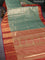 Bangalori tissue silk saree teal green shade and reddish pink with allover zari woven brocade weaves and long zari woven border