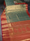 Bangalori tissue silk saree teal green and reddish pink with allover zari woven brocade weaves and long zari woven border