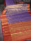 Bangalori tissue silk saree blue and red with allover zari woven brocade weaves and long zari woven border