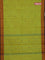 Chettinad cotton saree lime green and brown with plain body and leaf design border