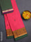 Chettinad cotton saree peach pink and green with thread woven buttas and thread & zari woven border