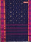 Chettinad cotton saree navy blue and magenta pink with thread woven buttas and rattapet zari woven border