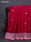 Banarasi chiffon silk saree dark pink with silver zari woven buttas and silver zari woven border