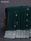 Banarasi chiffon silk saree dark green with silver zari woven buttas and silver zari woven border