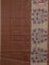 Chappa saree brown and beige with allover small zari checked pattern and floral digital printed pallu