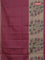 Chappa saree dark magenta pink and beige with allover small zari checked pattern and floral digital printed pallu