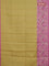 Chappa saree yellow and pink with allover small zari checked pattern and floral digital printed pallu