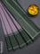 Chappa saree pastel lavender and dark green with allover small zari checked pattern and temple design zari woven border