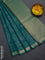 Bangalori semi silk saree teal green with allover ikat weaves and zari woven border
