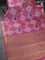 Bangalori semi silk saree pastel pink with allover ikat weaves and zari woven border