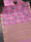 Bangalori semi silk saree pastel pink with allover ikat weaves and zari woven border