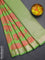 Bangalori semi silk saree fluorescent green with allover elephant butta ikat weaves and zari woven border