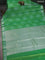 Bangalori semi silk saree green with allover ikat weaves and zari woven border