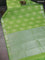 Bangalori semi silk saree light green with allover ikat weaves and zari woven border