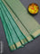 Bangalori semi silk saree teal green with allover ikat weaves and zari woven border