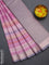 Bangalori semi silk saree peach pink and grey with elephant butta ikat weaves and zari woven border
