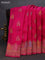 Banarasi semi raw silk saree pink with thread & zari woven buttas and woven border