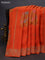 Banarasi semi raw silk saree orange with allover thread & zari weaves and woven border